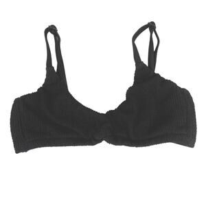 Good American Women's Black Front Twist Adjustable Straps Swimwear Bikini Top L